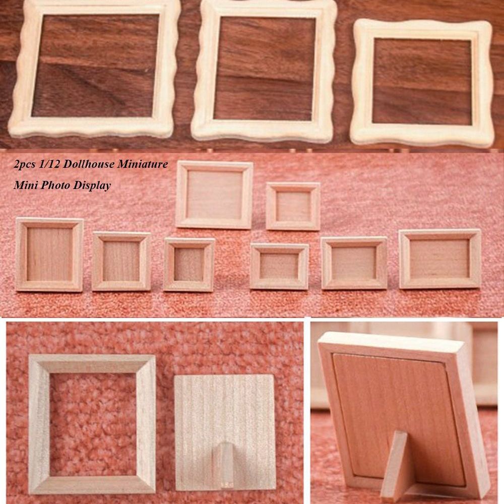 Engraved Wood Frame - 2pcs New 1/12 Dollhouse Miniature Photo