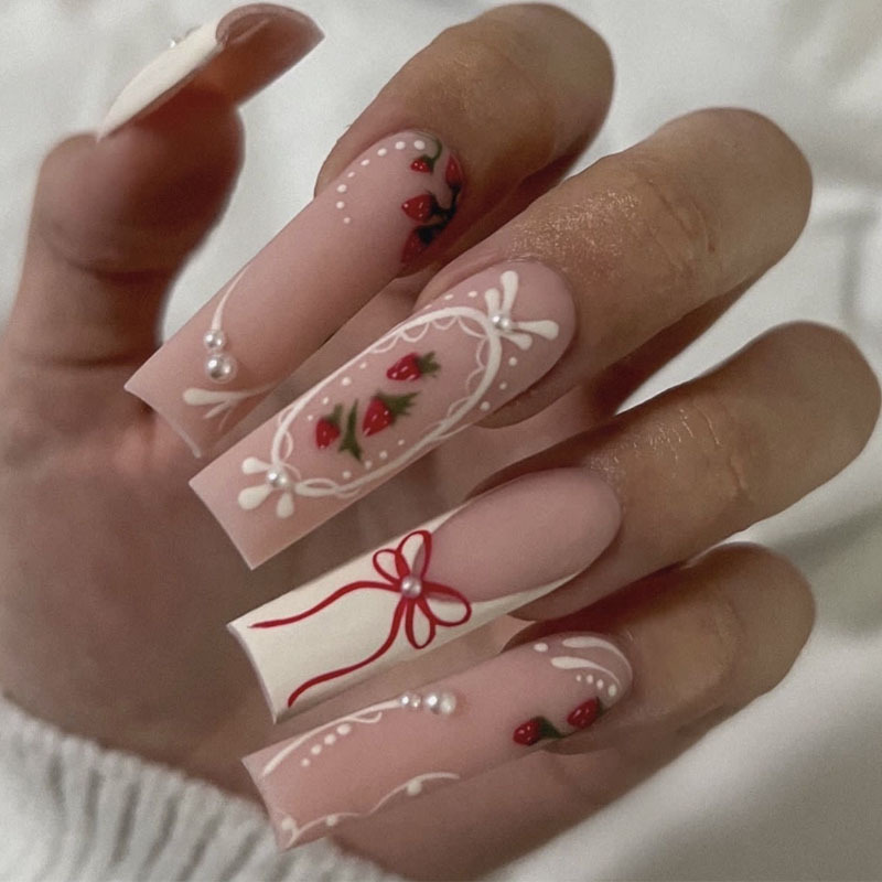 24pcs Flower Press on Nails Ar - Pressed Flower Art recension och pris