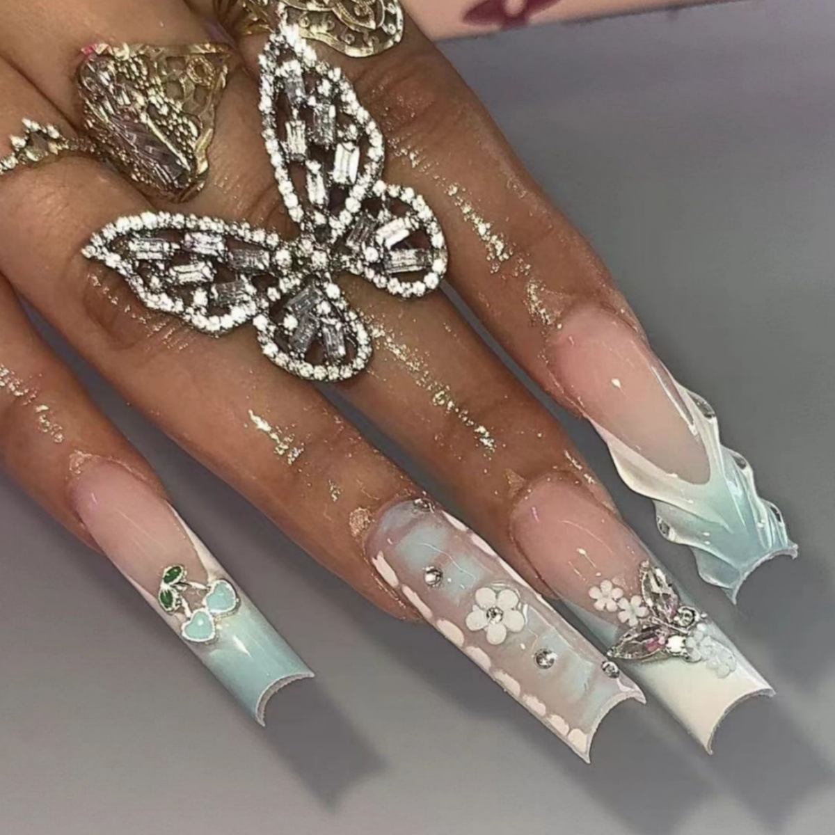 24pcs Flower Press on Nails Ar - Pressed Flower Art recension och pris